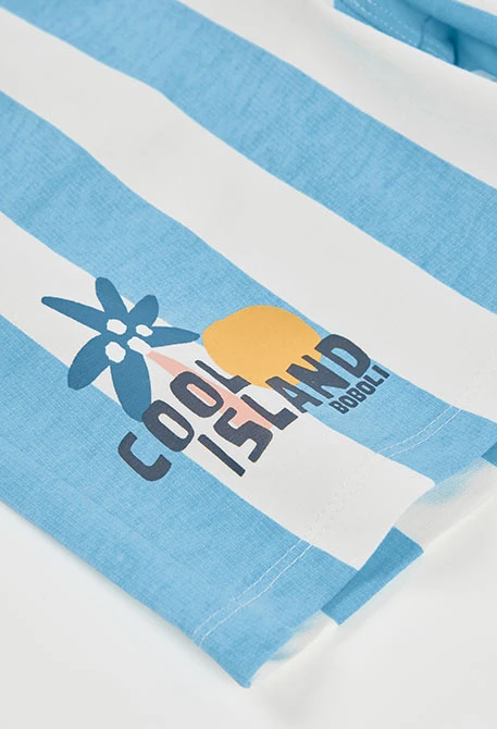 Bermuda en coton rayé blanc et bleu