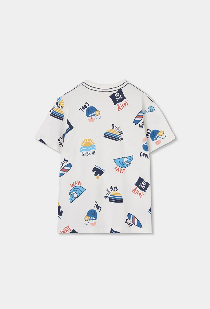 Camiseta de criança de algodão estampada