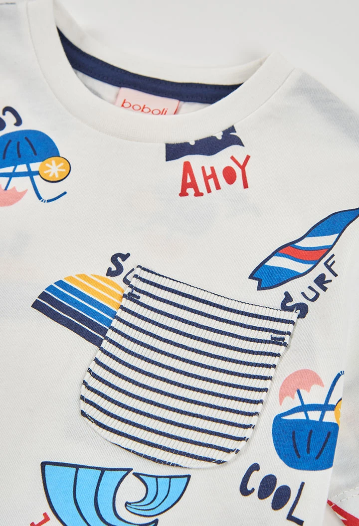 Camiseta de criança de algodão estampada