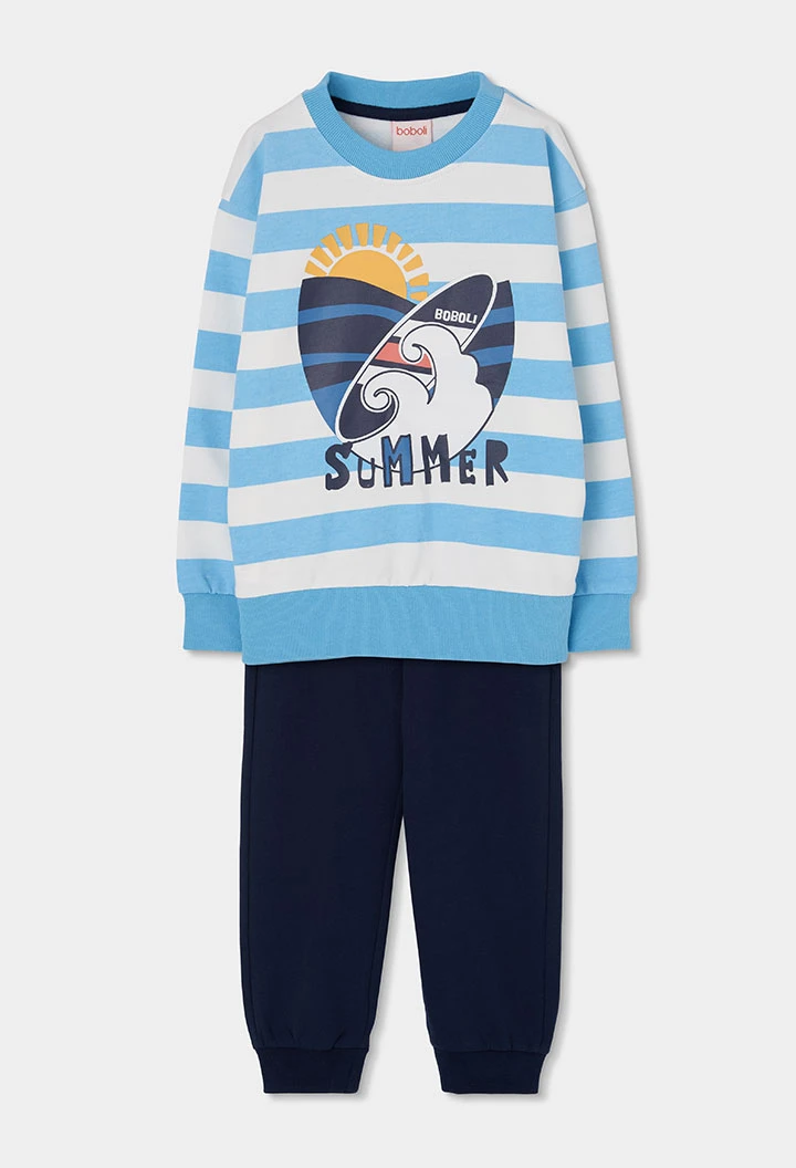 Set aus Sweatshirt und Hose für Jungen, blaue Strickware