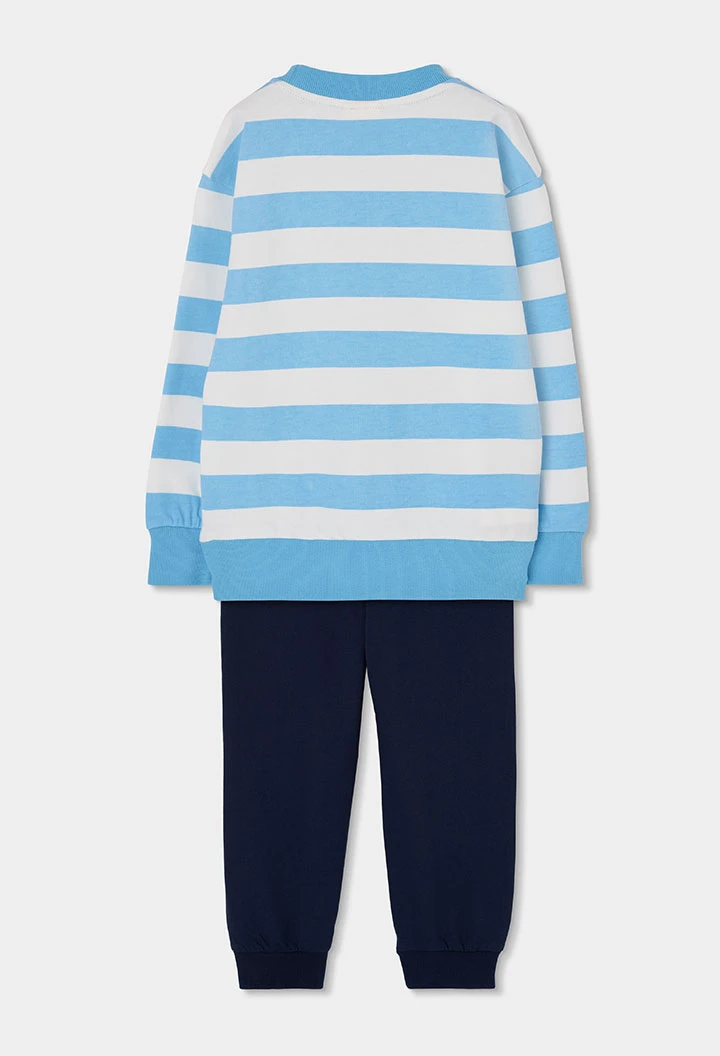 Set aus Sweatshirt und Hose für Jungen, blaue Strickware