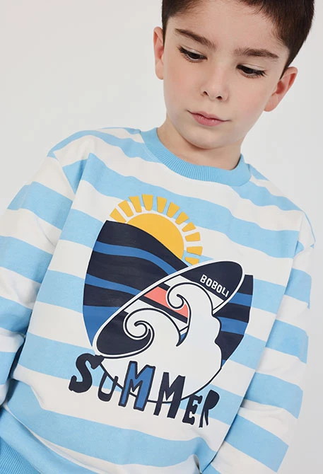 Set aus Sweatshirt und Hose für Jungen, blaue Strickware