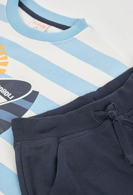 Ensemble sweat-shirt et pantalon enfant maille bleu