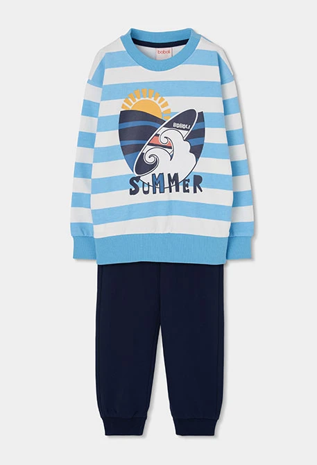 Completo felpa e pantalone bambino in maglia blu