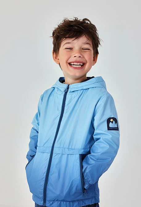 Parka bambino tessuto tecnico blu