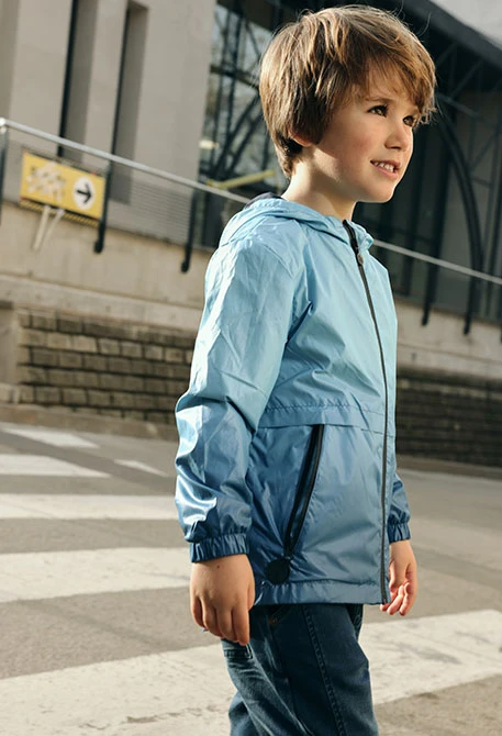 Parka nen teixit tècnic blau