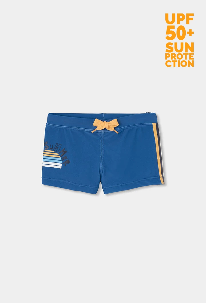 Costume da bagno a righe blu e arancioni per bambino UPF50+