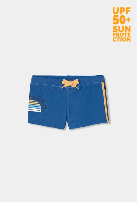 Boy's swimsuit with blue and orange stripes UPF50+