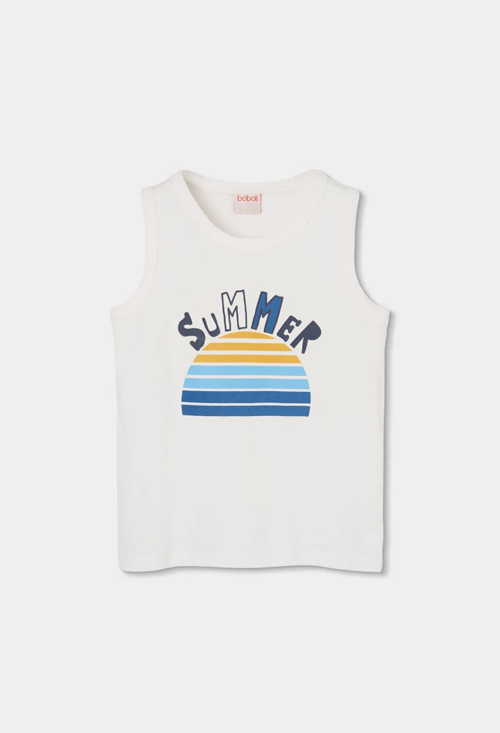 Camiseta tirantes niño algodón blanco