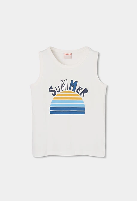 Camiseta tirantes niño algodón blanco