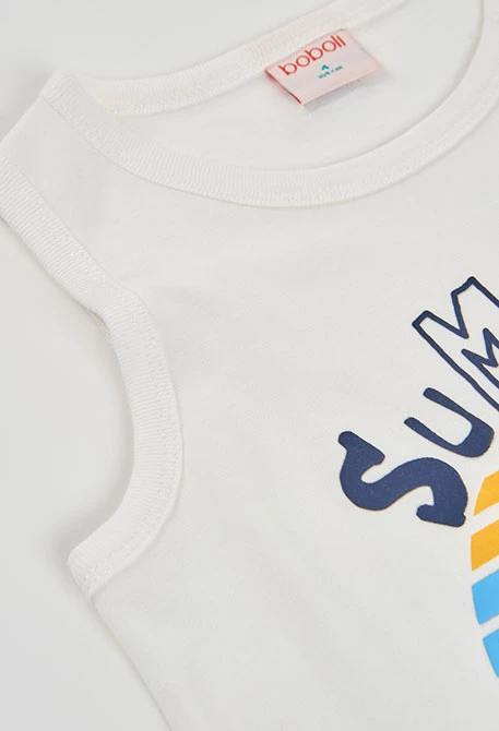 Camisola de alças de criança algodão branco