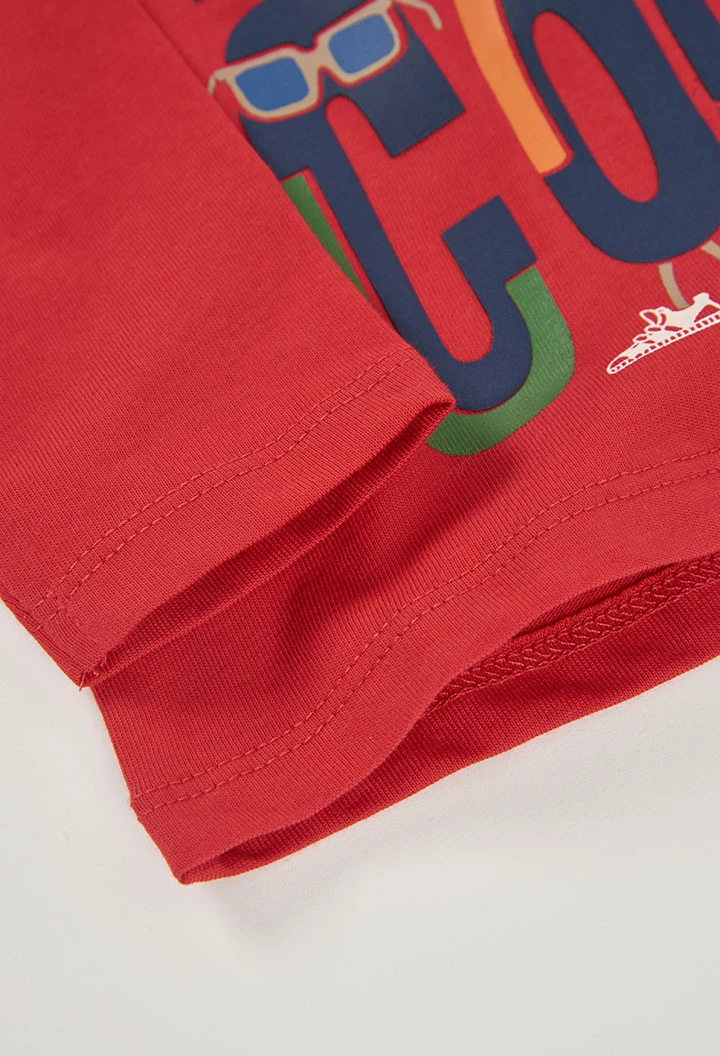 T-shirt en maille garçon grenat imprimé Keep Cool