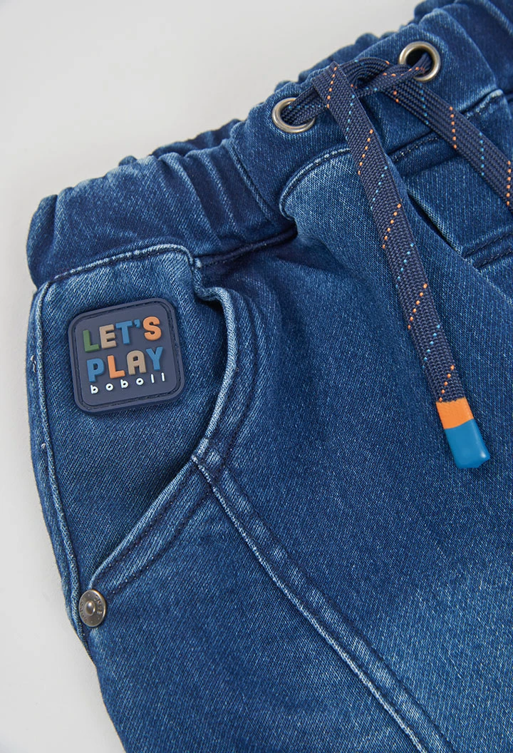 Pantalon denim garçon bleu avec cordon
