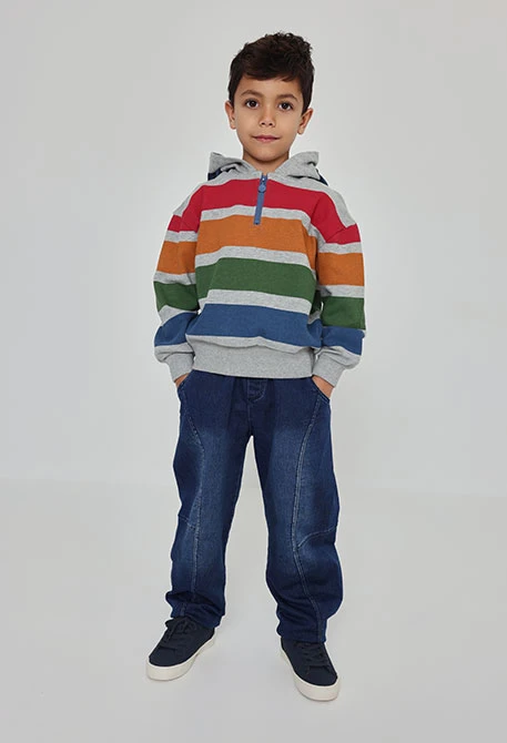 Pantalon denim garçon bleu avec cordon