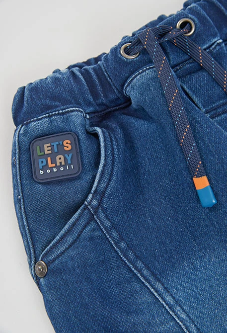 Pantalon denim garçon bleu avec cordon