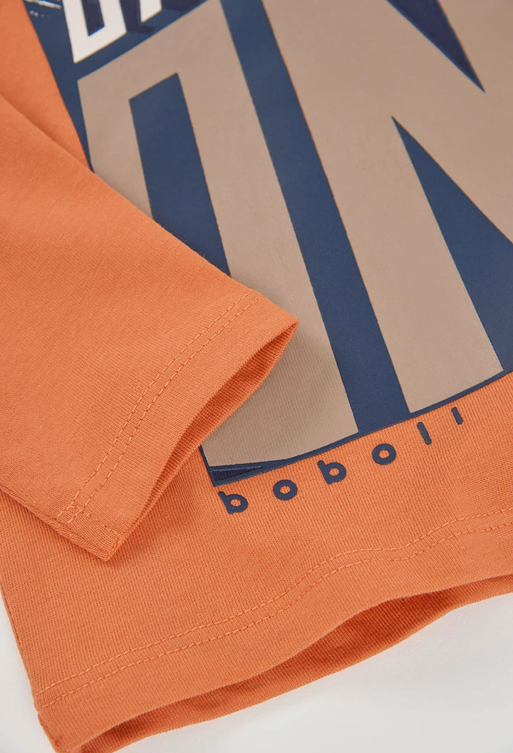 T-shirt en maille garçon orange imprimé Game On