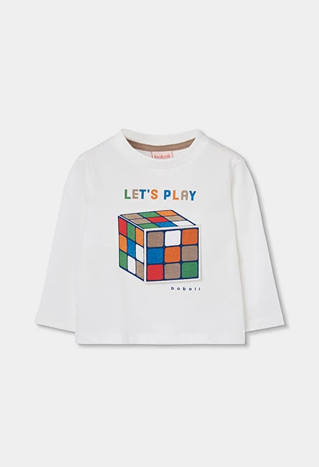 Samarreta punt nen blanca estampat cub Rubik