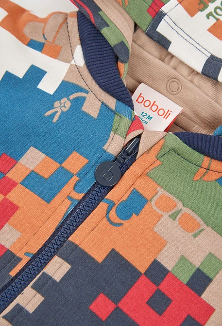 Veste molleton garçon imprimé pixels multicolore