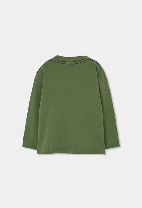 T-shirt maille garçon vert imprimé lettres
