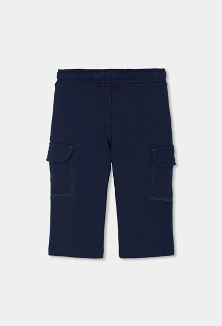 Pantalon molleton garçon bleu marine cargo