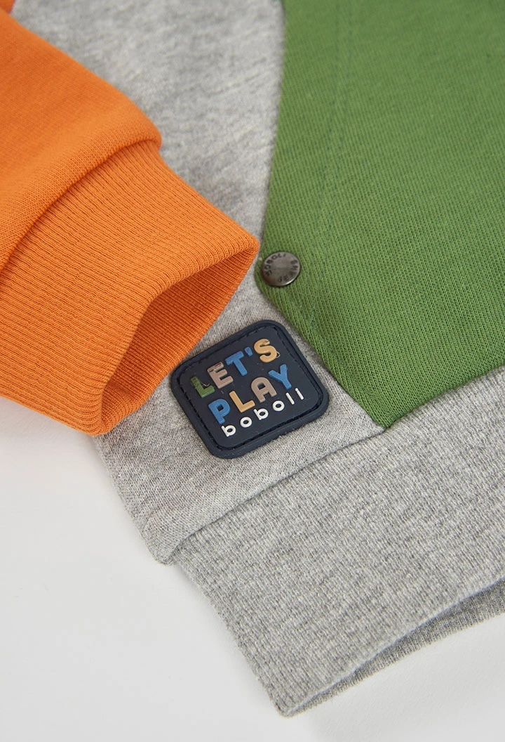 Sweat-shirt à capuche garçon gris chiné Game On
