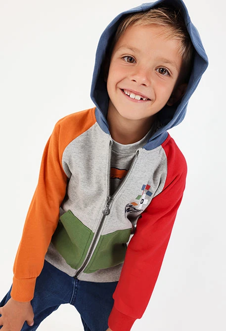 Jacke aus Plüsch für Jungen in grau Vigoré Game On