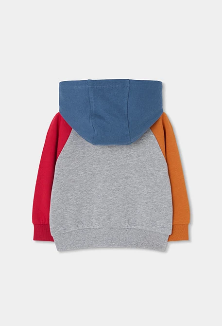 Sweat-shirt à capuche garçon gris chiné Game On