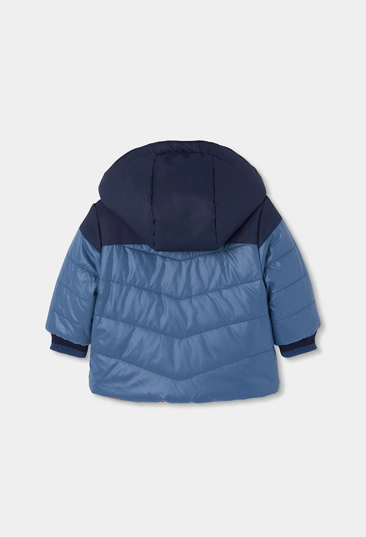 Parka tissu technique garçon bleu réversible imprimée
