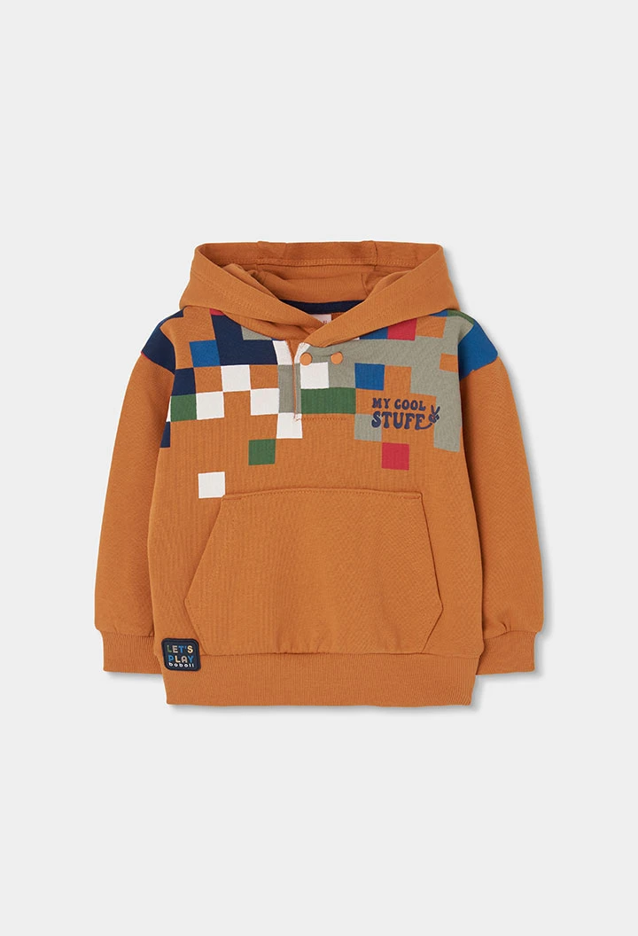 Ensemble molleton garçon orange imprimé pixels