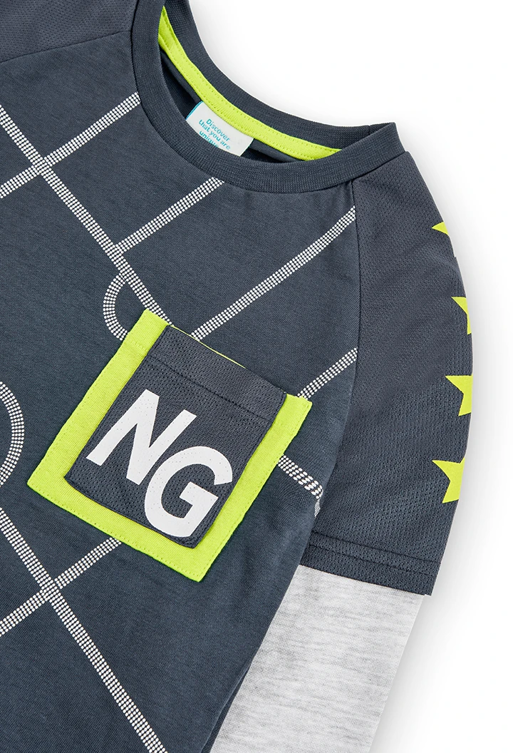 Camiseta punto doble manga de niño