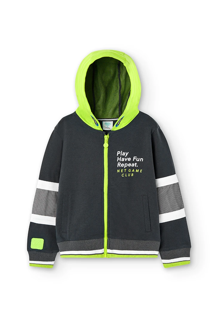 Chaqueta felpa con capucha "play" de niño
