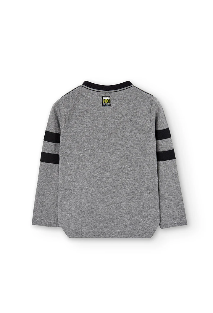 Camiseta punto con bandas de niño gris vigora