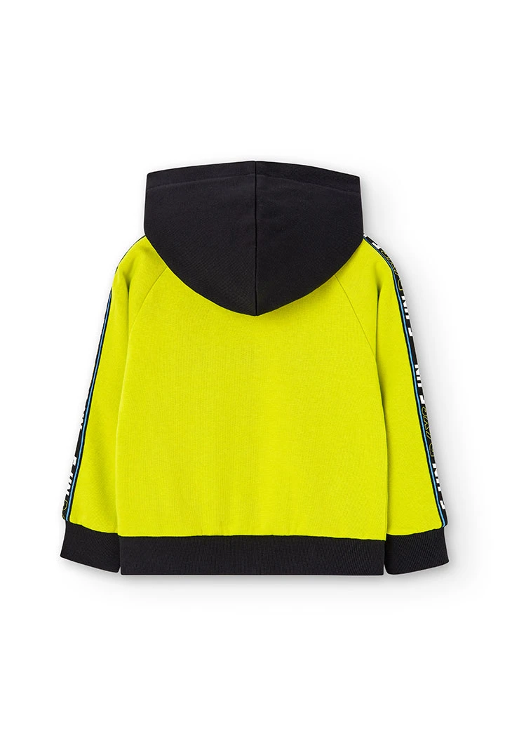 Chaqueta felpa con capucha de niño color pistacho