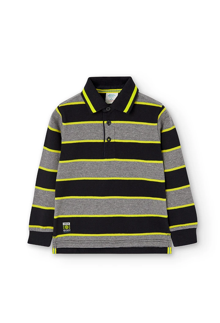 Polo malha às riscas para menino