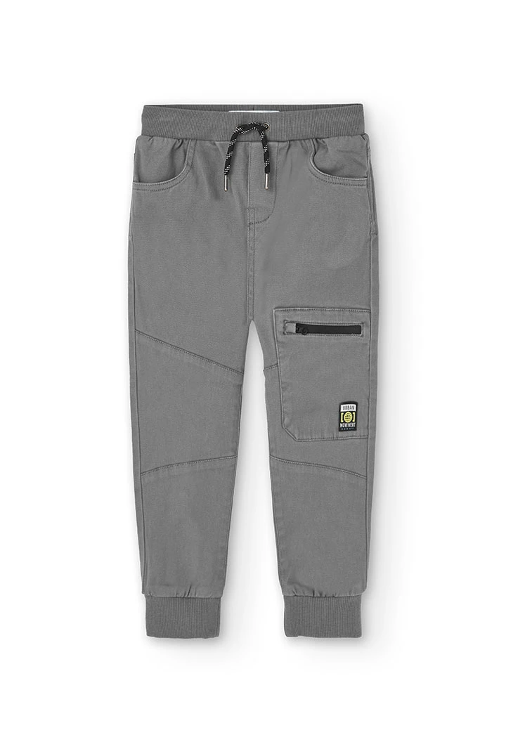 Pantalón sarga elástica de niño gris -BCI