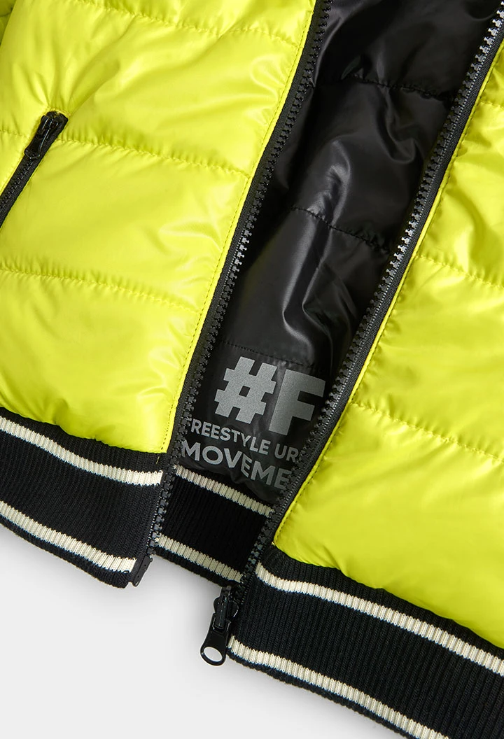 Parka reversible tejido técnico de niño pistacho y negro