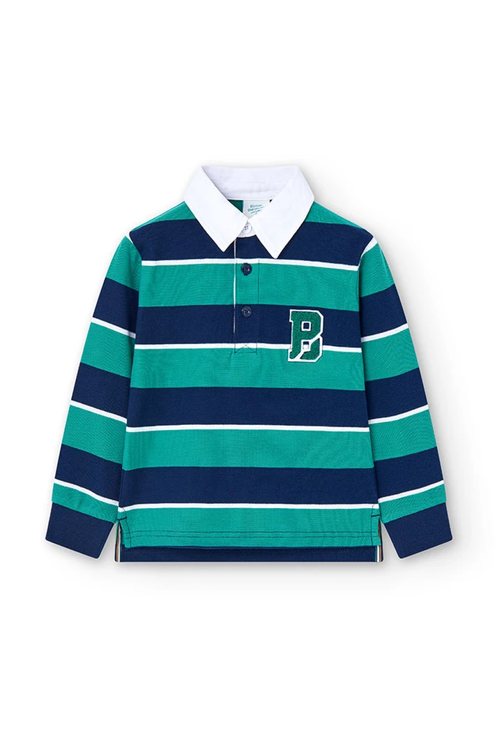 Polo piqué rayé garçon
