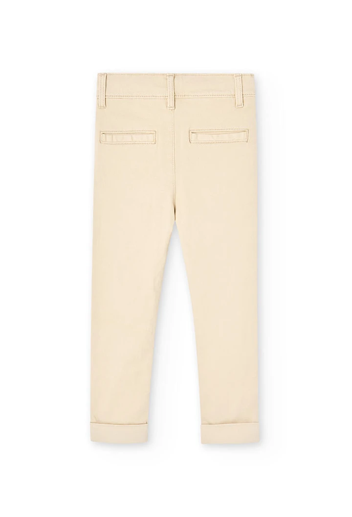 Pantalon en sergé élastique beige pour fille