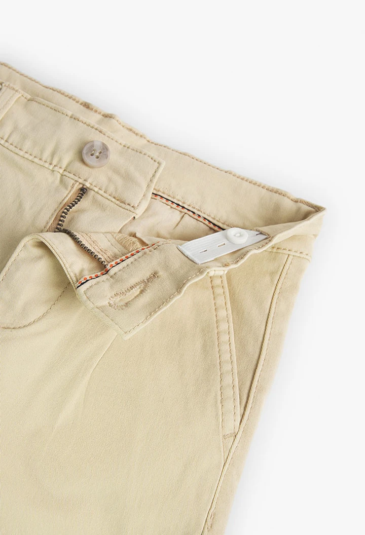 Pantalon en sergé élastique beige pour fille