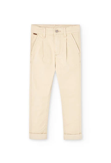 Pantaloni in sarge elasticizzati da bambino beige
