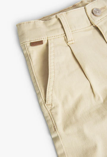 Pantaloni in sarge elasticizzati da bambino beige