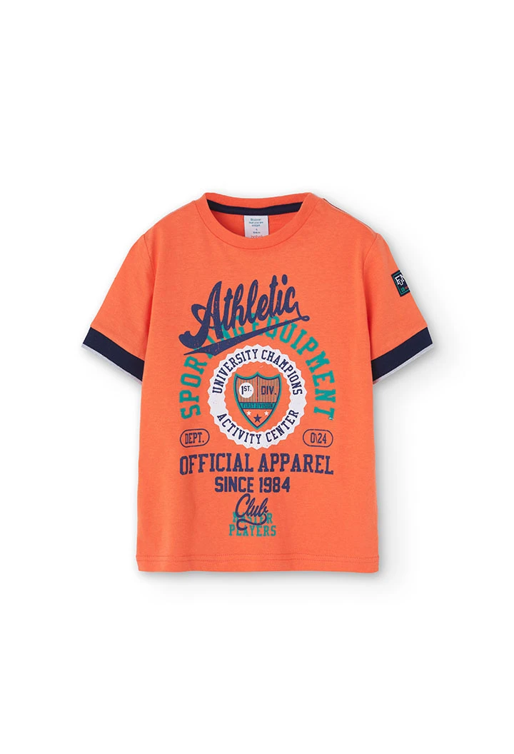T-shirt tricoté pour garçon en orange