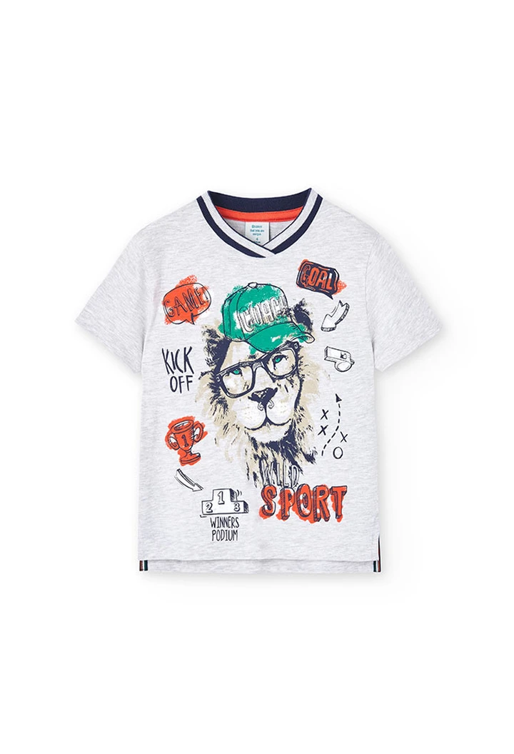 T-shirt tricoté pour garçons en gris vigoré