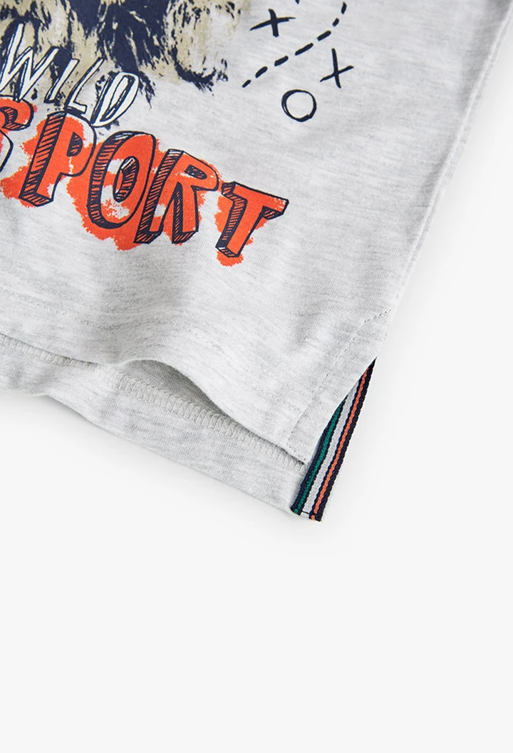 T-shirt tricoté pour garçons en gris vigoré