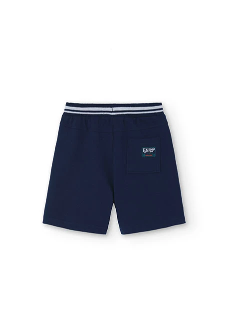 Boy's plush Bermuda shorts in navy blue