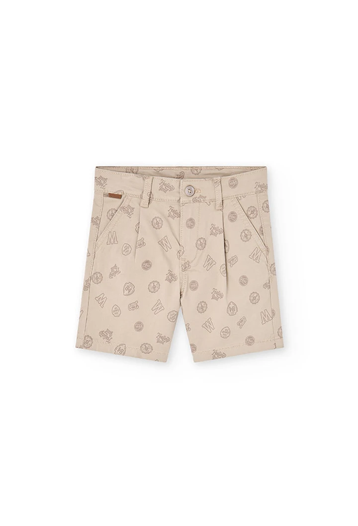 Bermuda garçon en twill élastique imprimé