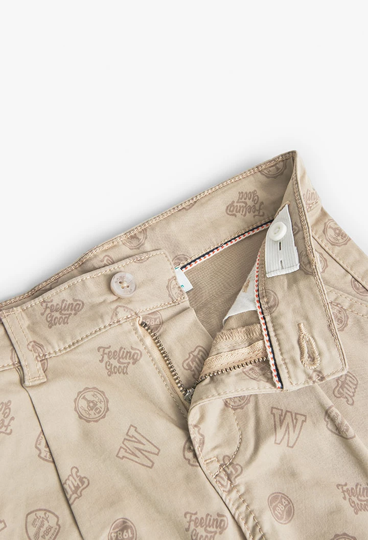 Bermuda garçon en twill élastique imprimé