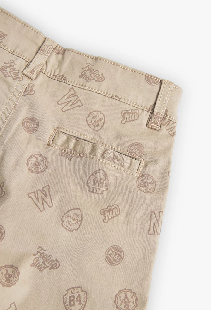 Bermuda garçon en twill élastique imprimé