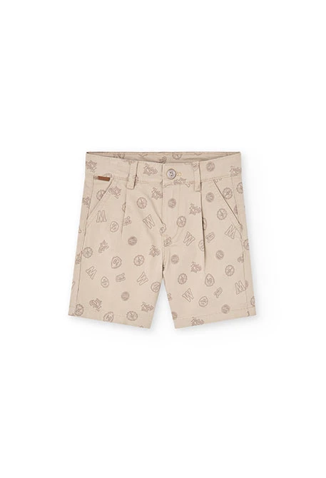 Boy's Printed Stretch Twill Bermuda Shorts