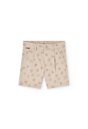 Boy\'s Printed Stretch Twill Bermuda Shorts